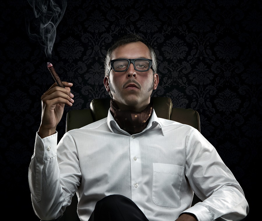 Stop taking yourself so seriously - Funny Portrait Of Rich Man With Serious Face Expression Smoking A Cigar